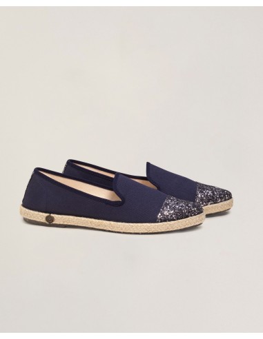 Espadrille femme coton, marine paillettes offre 