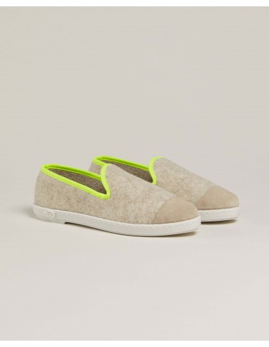 Chausson femme laine, beige jaune fluo Jusqu'à 80% De Réduction