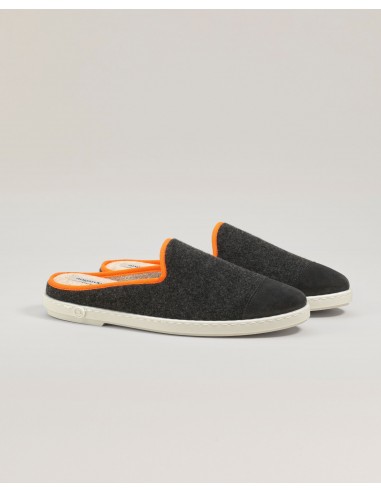 Mule homme laine, gris orange fluo prix