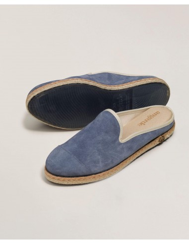 Mule d'été femme cuir, bleu les ctes