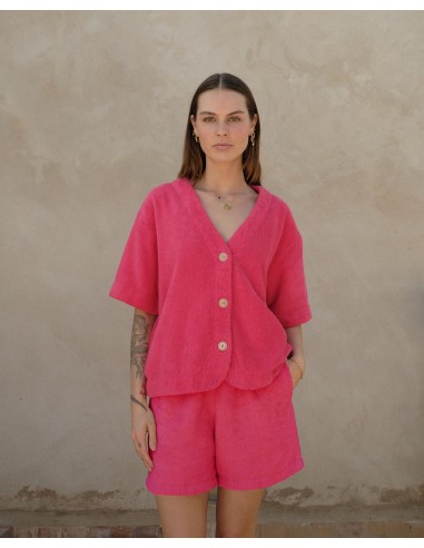 Chemise femme éponge coton bio, fuchsia pas cher chine