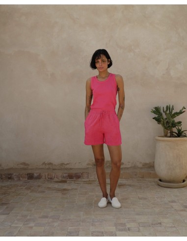 Short femme éponge coton bio, fuchsia de technologie