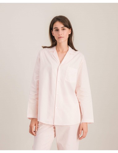 Chemise pyjama femme coton bio, rose france