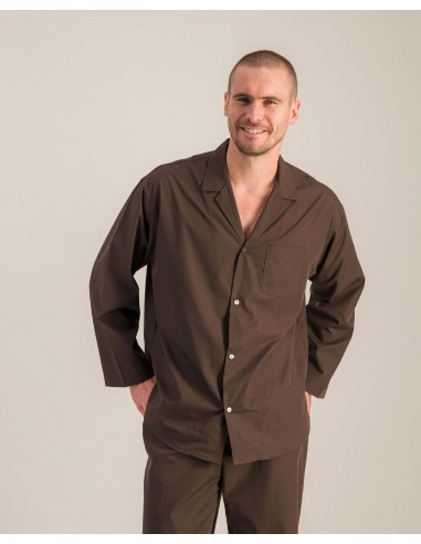 Chemise pyjama homme coton bio, chocolat france