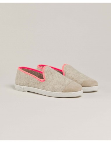 Women's wool slipper, beige fluo pink Voir les baskets