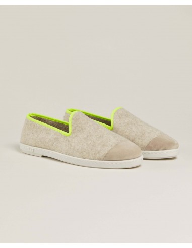 Men's wool slipper, beige fluo yellow JUSQU'A -70%! 