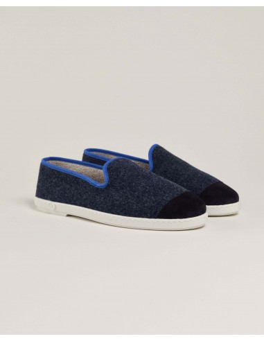 Men's wool slipper, navy ocean de pas cher