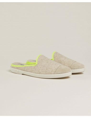 Men's wool mule, beige fluo yellow acheter en ligne