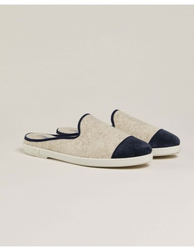 Men's wool mule, beige navy pas cher chine