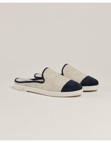 Women's wool mule, beige navy le concept de la Pate a emporter 