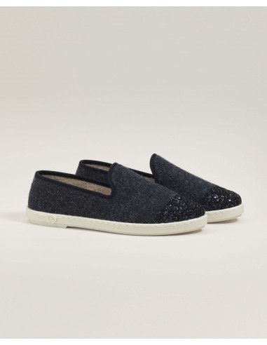 Women's wool slipper, navy glitter Pour