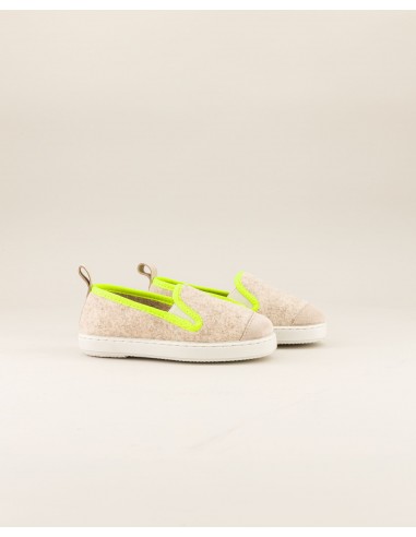 Children's wool slipper, beige fluo yellow prix