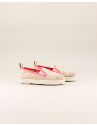 Children's wool slipper, beige fluo pink 50-70% off 