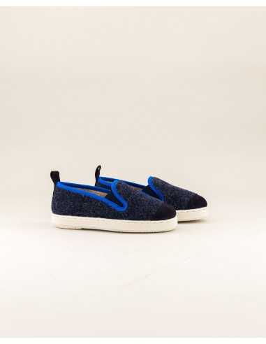 Children's wool slipper, navy ocean À commander