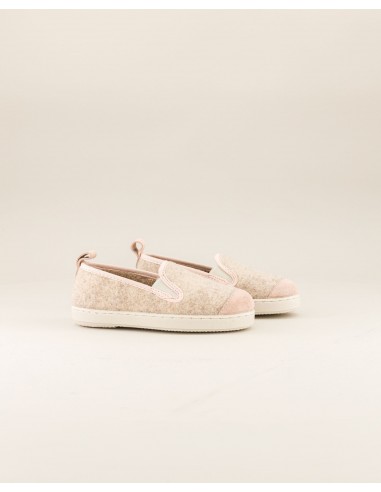 Children's wool slipper, beige baby pink de technologie