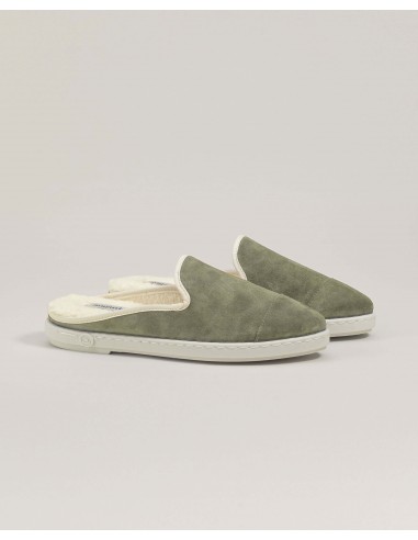 Women's leather mule, light khaki une grave pollution 