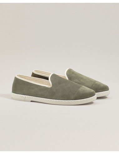 Men's leather slipper, light khaki brillant des détails fins