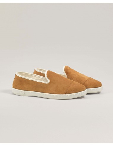 Women's leather slipper, camel en linge