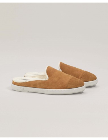 Women's leather mule, camel rembourrage situé sous