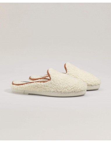 Women's wool sherpa mule, white camel Comparez et commandez 