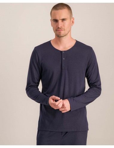 Men's Tencel shirt, navy Amélioration de cerveau avec