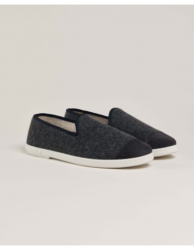 Men's wool slipper, gray black livraison gratuite