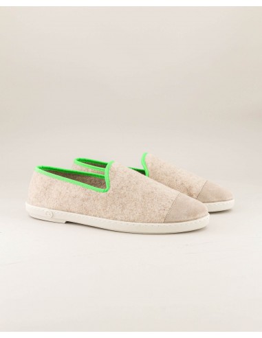 Men's wool slipper, beige fluo green pas cher chine