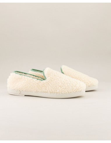 Women's wool sherpa slipper, white sage la colonne vertébrale