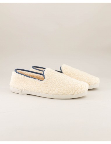 Men's wool sherpa slipper, white denim brillant des détails fins