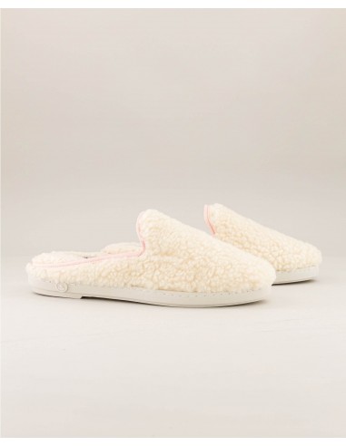 Women's wool sherpa mule, white pink ouvre sa boutique