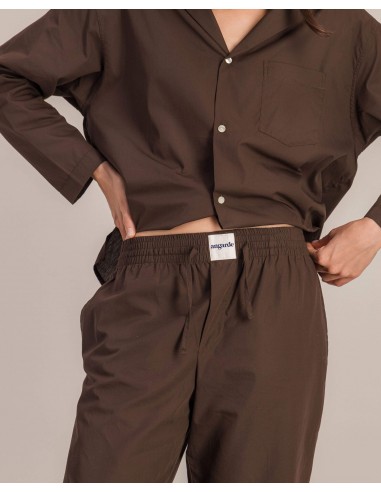 Women's organic poplin pants, chocolate les muscles