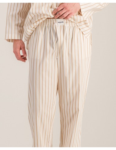 Men's organic poplin pants, beige stripes rembourrage situé sous