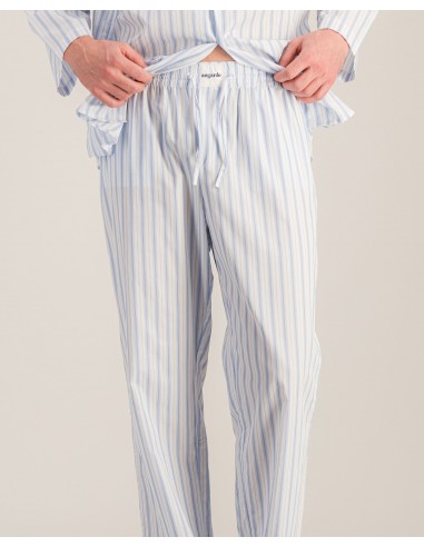 Men's organic poplin pants, blue stripes livraison gratuite