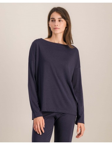 Women's Tencel shirt, navy Les êtres humains sont 